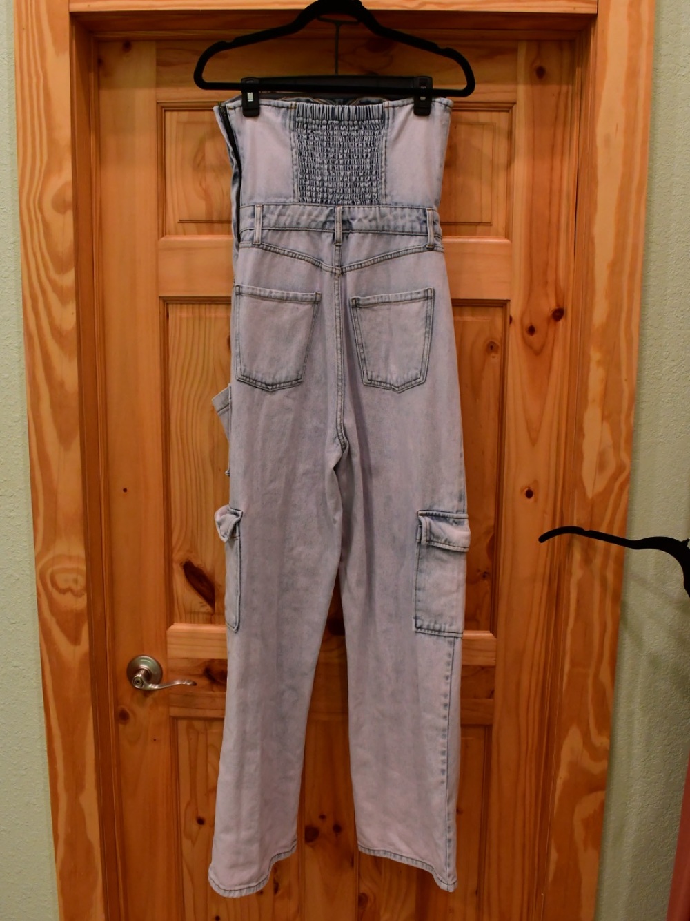 wild fable Light Wash Strapless Denim Jumpsuit Strapless Overalls - Picture 6 of 8